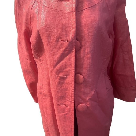 NWOT Live a little pink‎ Women's Pink 3/4-Sleeve Linen Long Blazer Jacket Medium - Picture 6 of 10